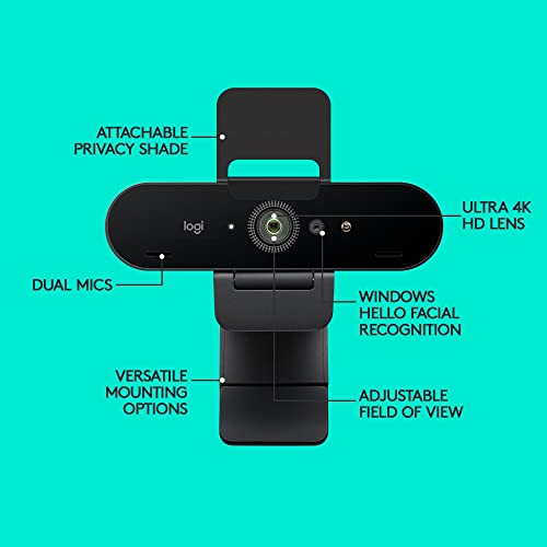 Logitech Brio Ultra 4K HD Webcam Video Calling with Noise-Canceling mic