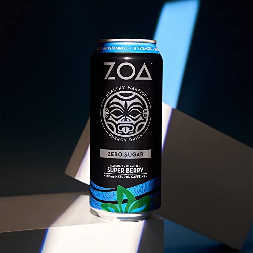 ZOA Zero Sugar Energy Drink, 16 Fl Oz | Super Berry, (Pack of 12)