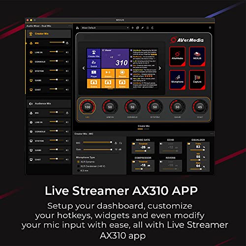 Live Streamer AX310 - Live Production Controller 6 Track Audio Mixer