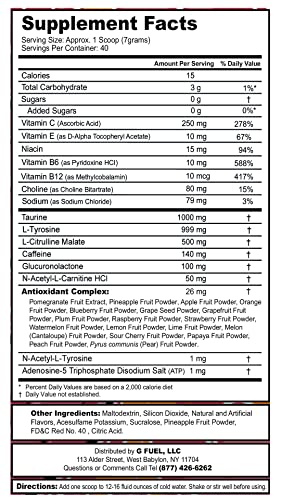 G Fuel Inspired by Summit1G Elite Energy Powder, 9.8 oz (40 Servings)