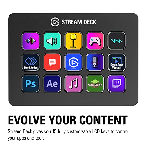 Elgato Stream Deck MK.2 – Studio Controller, 15 macro keys, trigger actions  in apps and software like OBS, Twitch, ​ and more, works with Mac