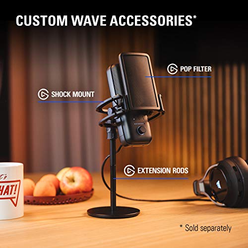 Elgato Wave:3 Premium USB Condenser Microphone and Digital Mixer for Streaming, Recording, Podcasting - Clipguard, Capacitive Mute, Plug & Play for PC / Mac